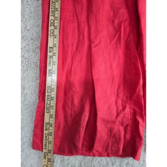Athleta Playa Linen Wide Crop Pant in Passionfruit Coral Palazzo Size 8P - Picture 2 of 11